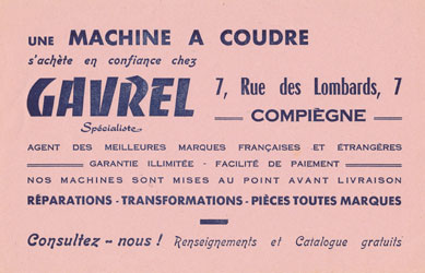 Machine à coudre Gavrel Compiègne