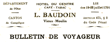 Hôtel du Centre Baudoin Vieux-Moulin Oise